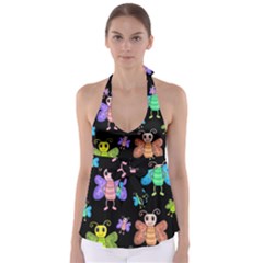 Cartoon Style Butterflies Babydoll Tankini Top