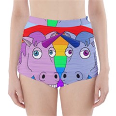 Unicorn Love High-waisted Bikini Bottoms by Valentinaart