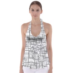 Structure Pattern Network Babydoll Tankini Top