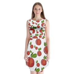 Peaches Pattern Sleeveless Chiffon Dress  