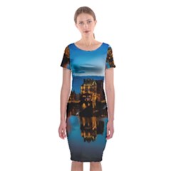 Hamburg City Blue Hour Night Classic Short Sleeve Midi Dress by Amaryn4rt