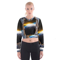 Door Breakthrough Door Sunburst Women s Cropped Sweatshirt by Amaryn4rt