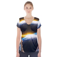 Door Breakthrough Door Sunburst Short Sleeve Front Detail Top