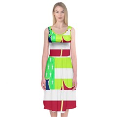 Usa Ireland American Flag Shamrock Irish Funny St Patrick Country Flag  Midi Sleeveless Dress