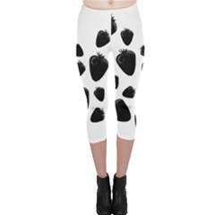 Black Strowberries Capri Leggings  by Valentinaart