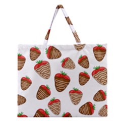 Chocolate Strawberries  Zipper Large Tote Bag by Valentinaart