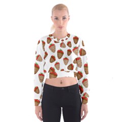 Chocolate Strawberries  Women s Cropped Sweatshirt by Valentinaart