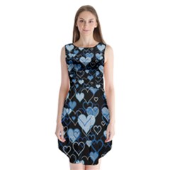 Blue Harts Pattern Sleeveless Chiffon Dress  