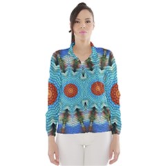 Pattern Blue Brown Background Wind Breaker (women)