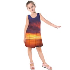 Sunset The Pacific Ocean Evening Kids  Sleeveless Dress