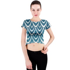 Blue Scale  Crew Neck Crop Top by Brittlevirginclothing