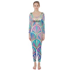 Colorful Lila Toned Mosaic Long Sleeve Catsuit by Brittlevirginclothing