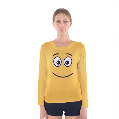 Smiling Face With Open Eyes Women s Long Sleeve Tee by sifis