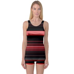 Abstract Of Red Horizontal Lines One Piece Boyleg Swimsuit