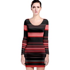 Abstract Of Red Horizontal Lines Long Sleeve Bodycon Dress