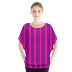 Deep Pink And Black Vertical Lines Blouse