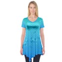 Blue Seamless Black Hexagon Pattern Short Sleeve Tunic  View1