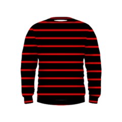 Red And Black Horizontal Lines And Stripes Seamless Tileable Kids  Sweatshirt