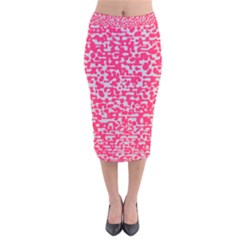 Template Deep Fluorescent Pink Velvet Midi Pencil Skirt