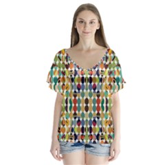 Retro Pattern Abstract Flutter Sleeve Top