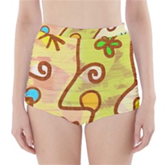 Abstract Faces Abstract Spiral High-waisted Bikini Bottoms