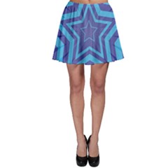 Abstract Starburst Blue Star Skater Skirt