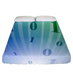 Blue Binary Background Binary World Binary Flow Hand Fitted Sheet (california King Size)