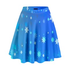 Blue Hot Pattern Blue Star Background High Waist Skirt by Amaryn4rt