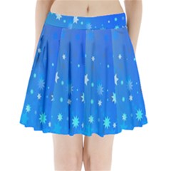 Blue Hot Pattern Blue Star Background Pleated Mini Skirt by Amaryn4rt