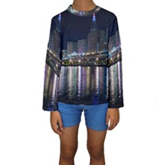 Cleveland Building City By Night Kids  Long Sleeve Swimwear