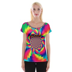 Colorful Psychedelic Art Background Women s Cap Sleeve Top