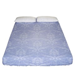 Damask Pattern Wallpaper Blue Fitted Sheet (king Size)