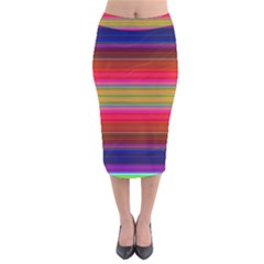 Fiesta Stripe Colorful Neon Background Velvet Midi Pencil Skirt