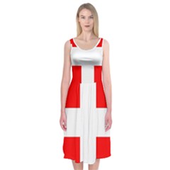 Flag Of Switzerland Midi Sleeveless Dress