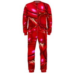 Red Abstract Cherry Balls Pattern Onepiece Jumpsuit (men) 