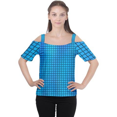 Seamless Blue Tiles Pattern Women s Cutout Shoulder Tee by Amaryn4rt