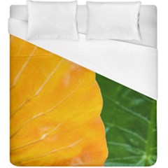 Wet Yellow And Green Leaves Abstract Pattern Duvet Cover (king Size) by Amaryn4rt