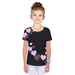 Pink Harts Design Kids  One Piece Tee