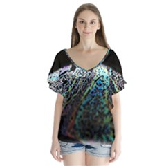 Bubble Iridescent Soap Bubble Flutter Sleeve Top