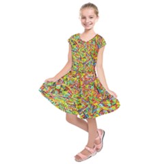 Canvas Acrylic Design Color Kids  Short Sleeve Dress