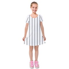 White And Black Lines Kids  Short Sleeve Velvet Dress by Valentinaart