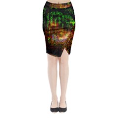 Radar Kaleidoscope Pattern Midi Wrap Pencil Skirt