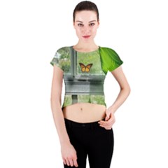 Butterfly #17 Crew Neck Crop Top