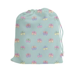 Butterfly Pastel Insect Green Drawstring Pouches (xxl)