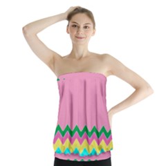 Easter Chevron Pattern Stripes Strapless Top