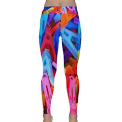 Clothespins Colorful Laundry Jam Pattern Classic Yoga Leggings by Nexatart