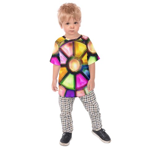 Glass Colorful Stained Glass Kids  Raglan Tee by Nexatart