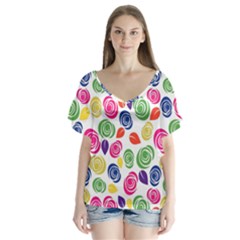 Colorful Roses Flutter Sleeve Top by Valentinaart