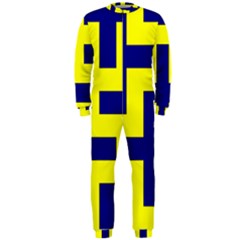 Pattern Blue Yellow Crosses Plus Style Bright Onepiece Jumpsuit (men) 