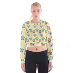 Animals Pastel Children Colorful Women s Cropped Sweatshirt by Nexatart